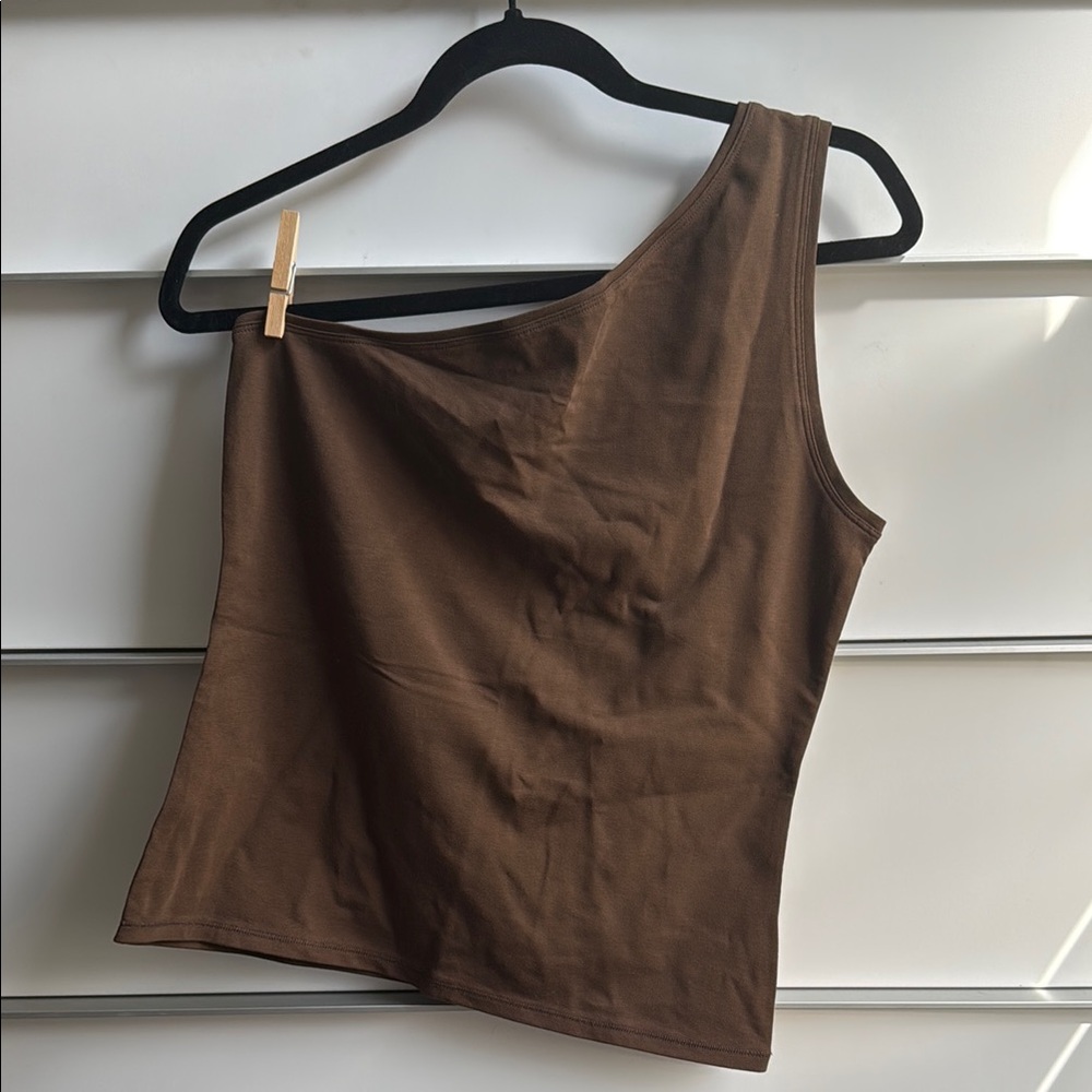 Everlane Brown Asymmetrical Sleeveless Tank Top